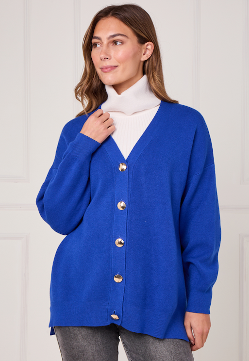 GOLD BUTTON V-NECK CARDIGAN