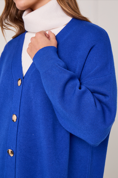 GOLD BUTTON V-NECK CARDIGAN