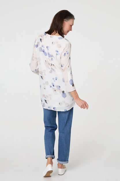FLORAL BUTTON TOP IN MULTI WHITE [PACK OF 8]