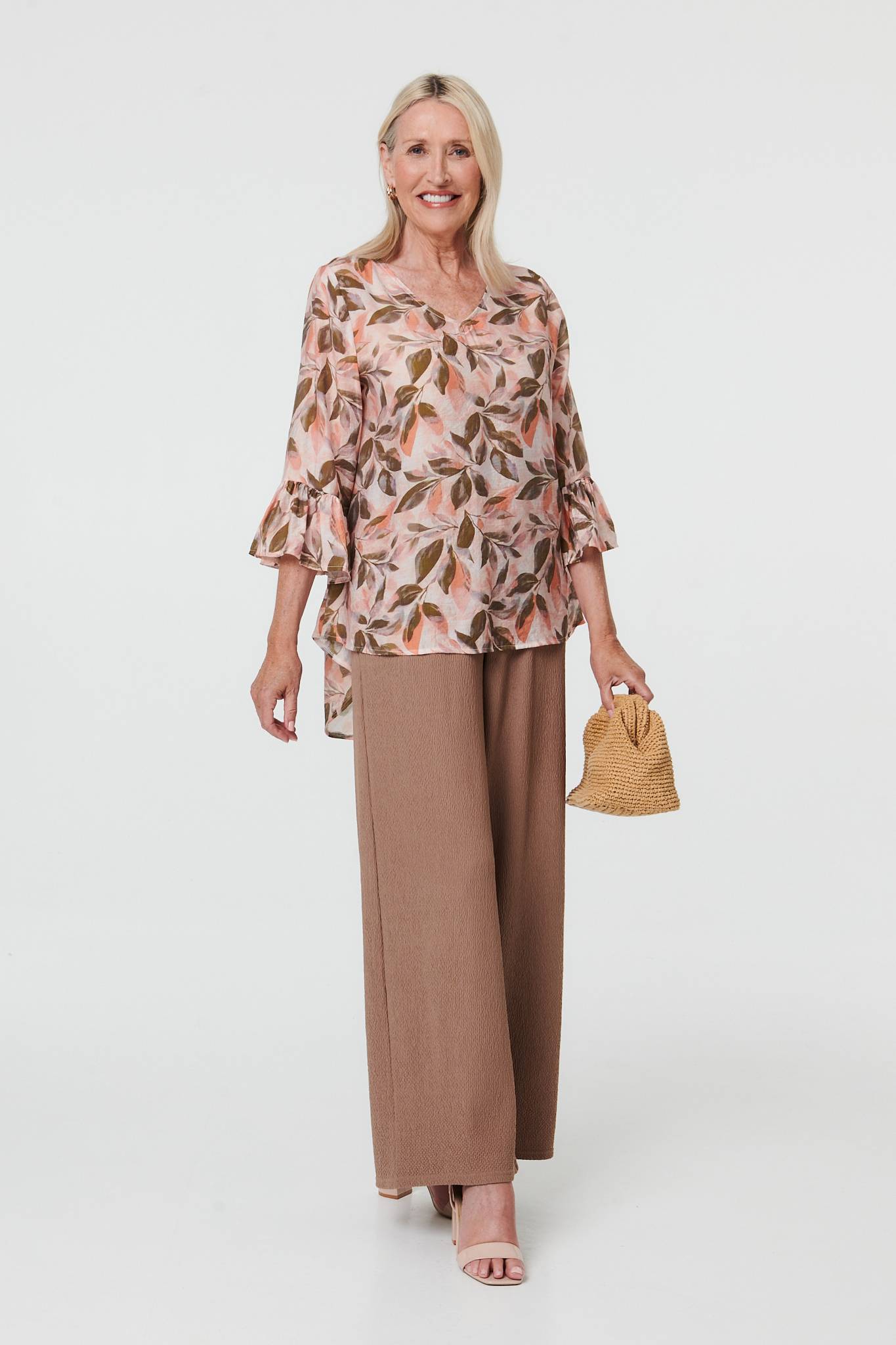 LEAF PRINT RELAXED SLEEVE BLOUSE
