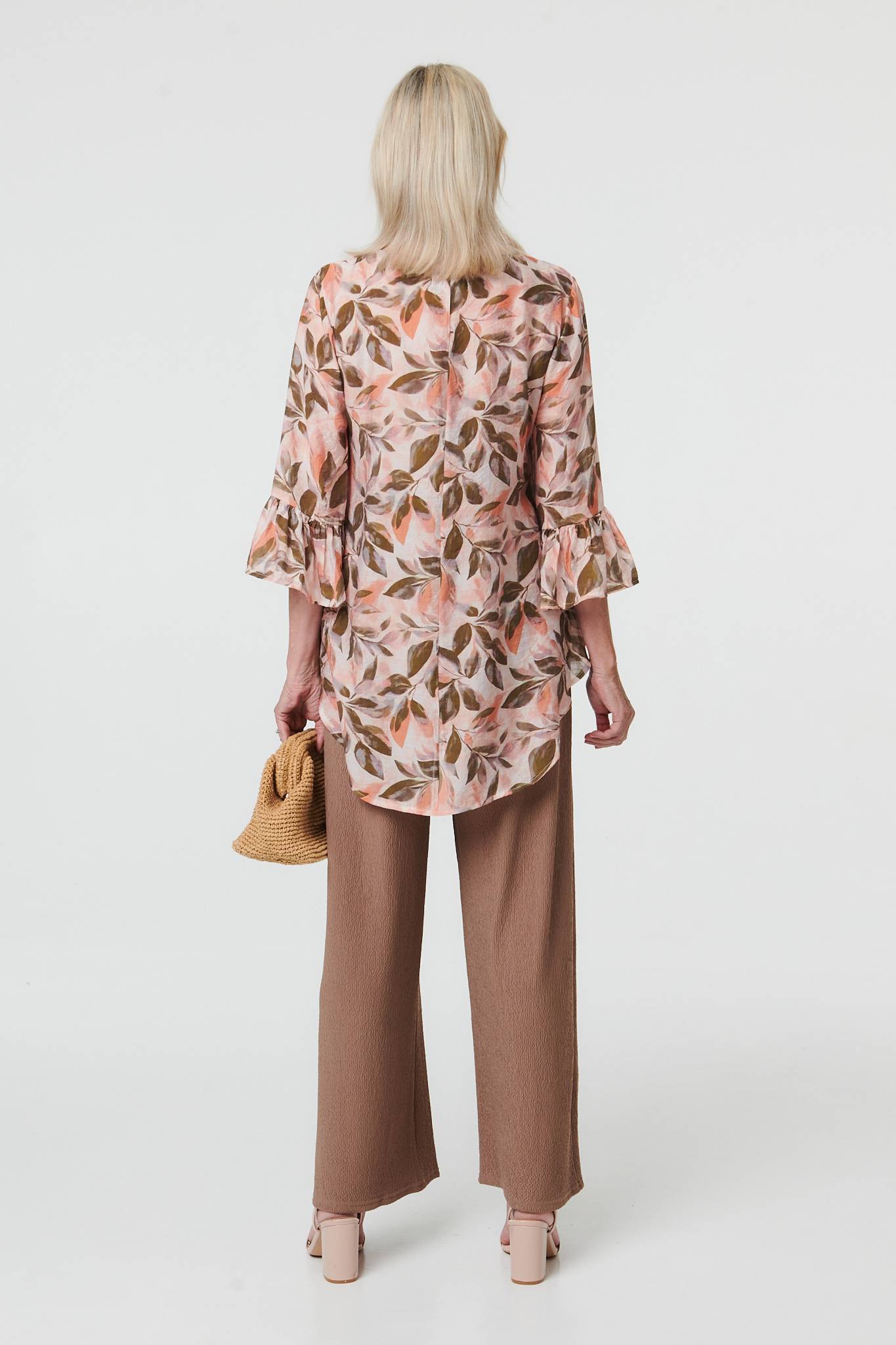 LEAF PRINT RELAXED SLEEVE BLOUSE