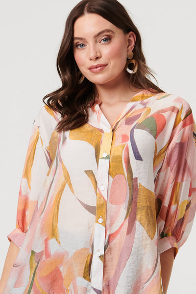 ABSTRACT PRINT BUTTON TOP [PK-8]