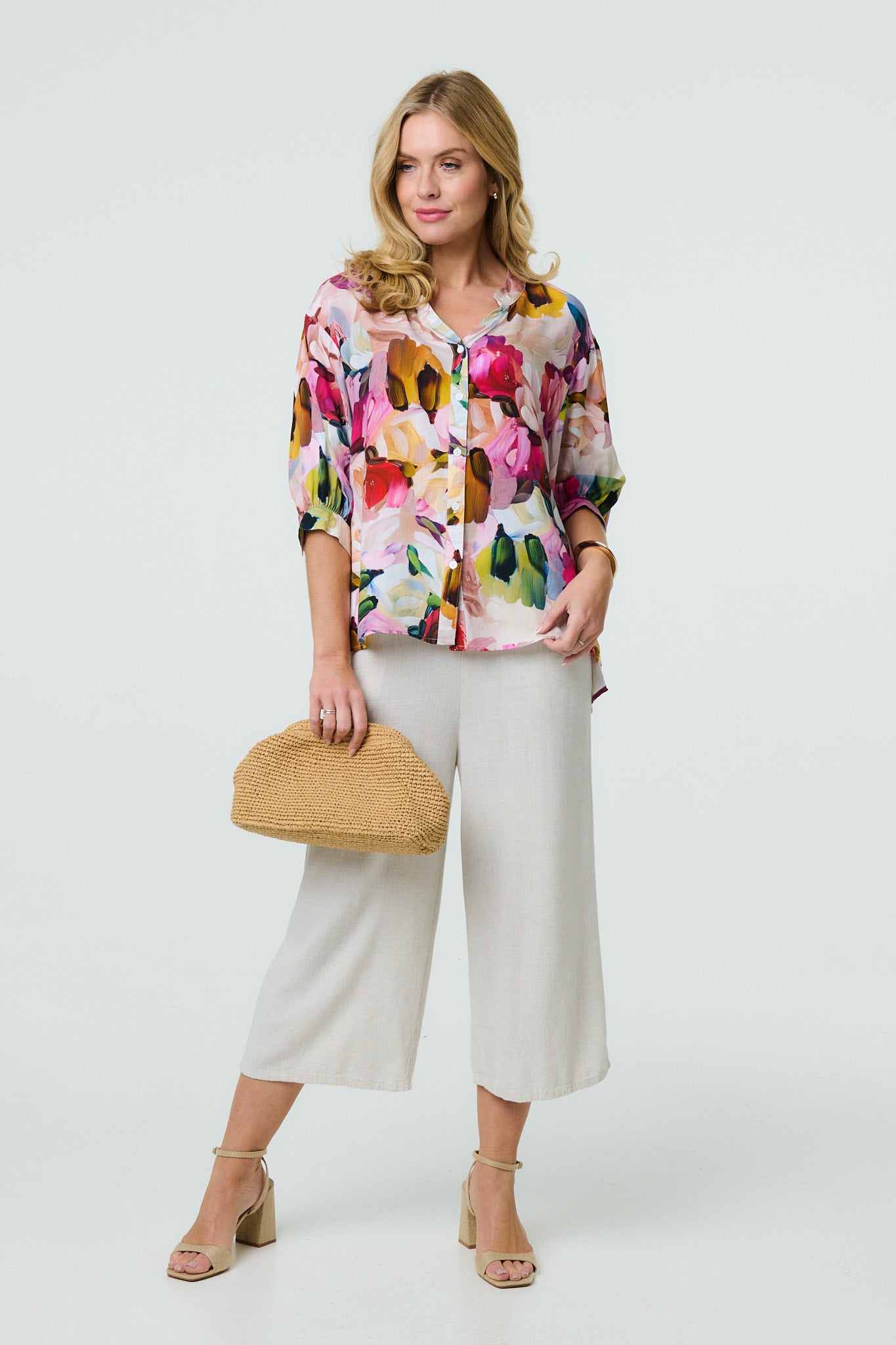 MULTI PINK ABSTRACT PRINT TOP [PK-8]