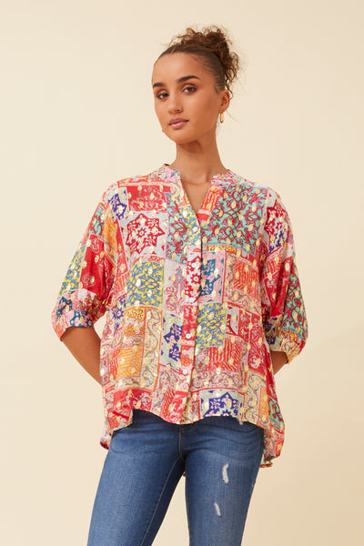 PATCH PRINT BUTTONED SHIRT [PK-8]