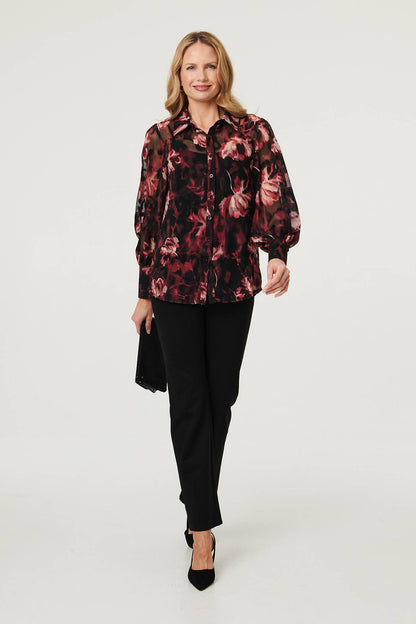 SEMI SHEER LAYERED LONG SLEEVE SHIRT [PK-8]