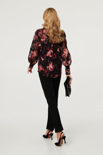SEMI SHEER LAYERED LONG SLEEVE SHIRT [PK-8]