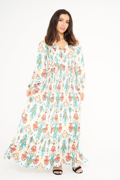 Abstract Print Button Up Dress