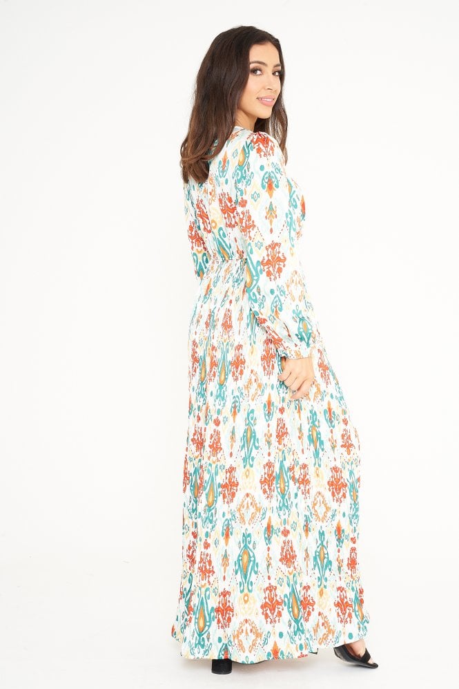 Abstract Print Button Up Dress