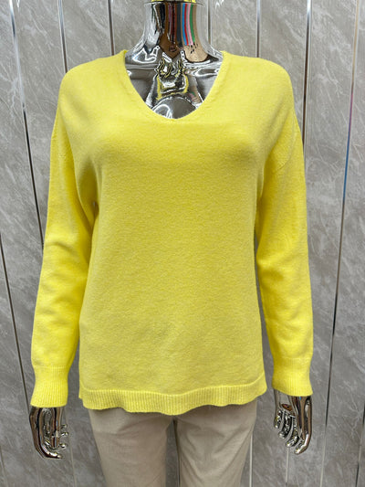 V-NECK RIBBED EDGE SOFT KNIT JUMPER