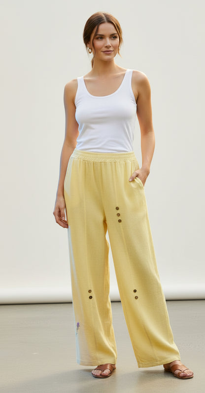 WASHED LINEN 6 BUTTON TROUSERS