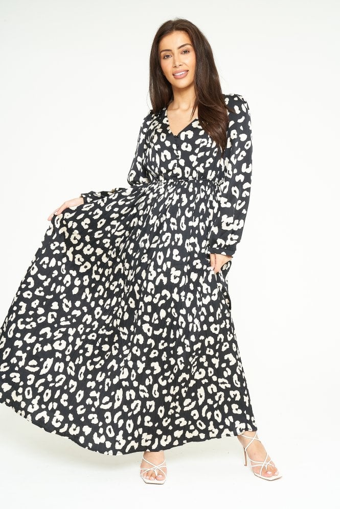 Printed V-Neck Button Up Maxi Dress