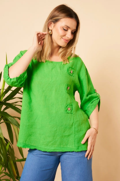 Three Button Linen Top